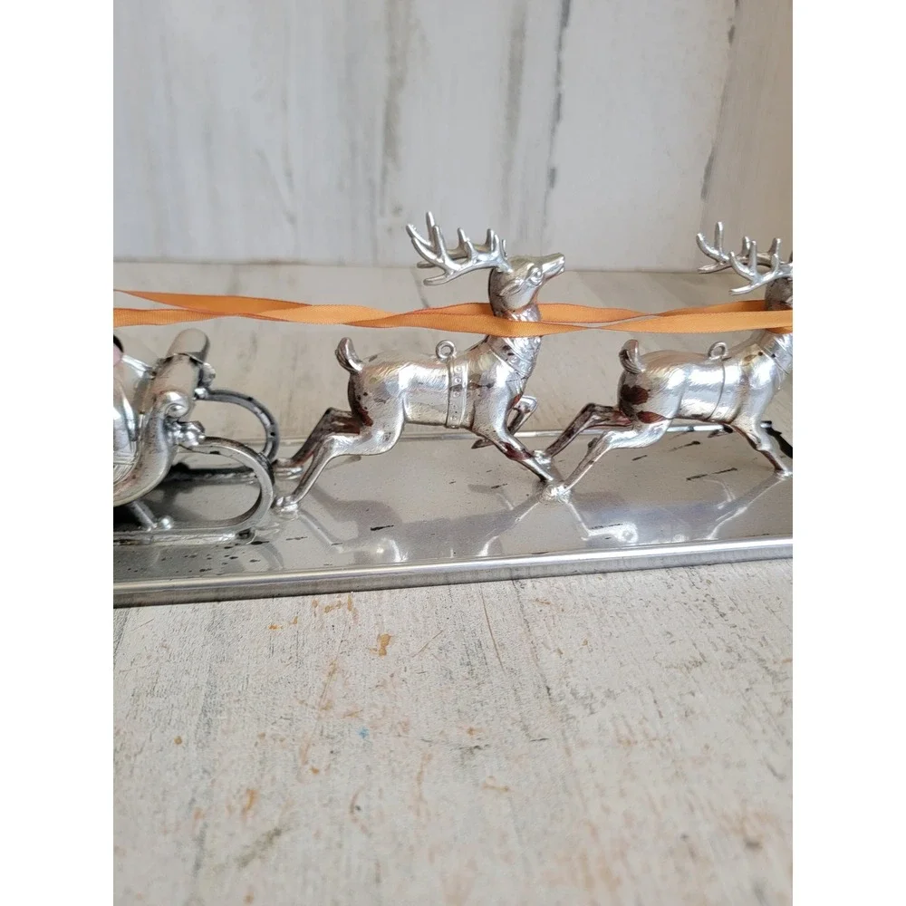 Santa Claus AS IS vintage sleigh unique table top Xmas home decor reindeer